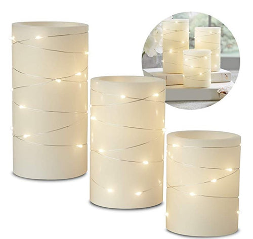 Laura Ashley 3-Piece Flickering LED Candle Set with Daily Timer