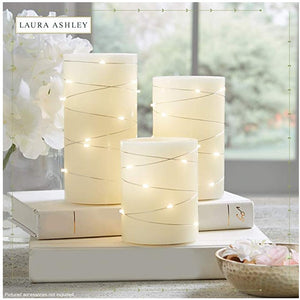 Laura Ashley 3-Piece Flickering LED Candle Set with Daily Timer