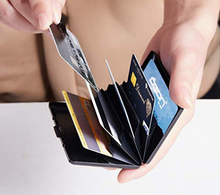 Load image into Gallery viewer, ANSSOW RFID Credit Card Holder Protector Stainless Steel Credit Card Wallet Slim RFID Metal Credit Card Case for Women or Men (Black)