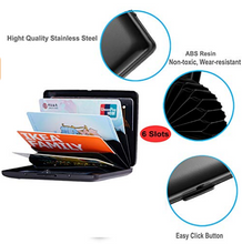 Load image into Gallery viewer, ANSSOW RFID Credit Card Holder Protector Stainless Steel Credit Card Wallet Slim RFID Metal Credit Card Case for Women or Men (Black)