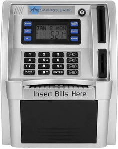 ATM Savings Bank,Personal ATM Cash Coin Money Savings Piggy Bank Silver
