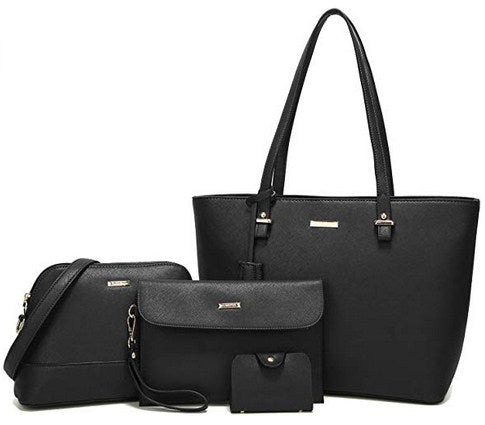 ELIMPAUL Women Fashion Handbags Tote Bag Shoulder Bag Top Handle Satchel Purse Set 4pcs