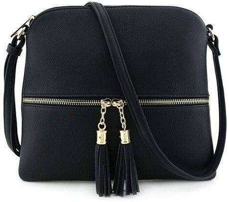 Lightweight Medium Crossbody Bag with Tassel